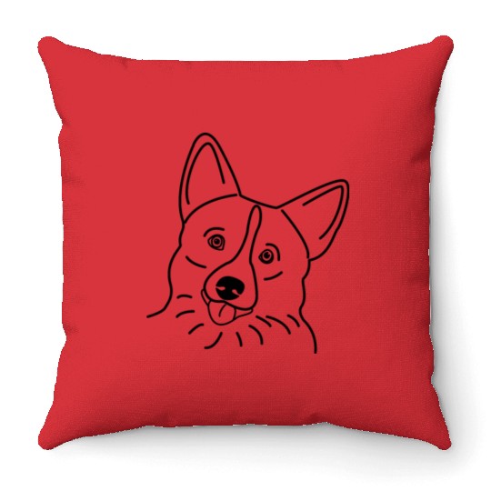 Welsh Corgi Pembroke Black Throw Pillows