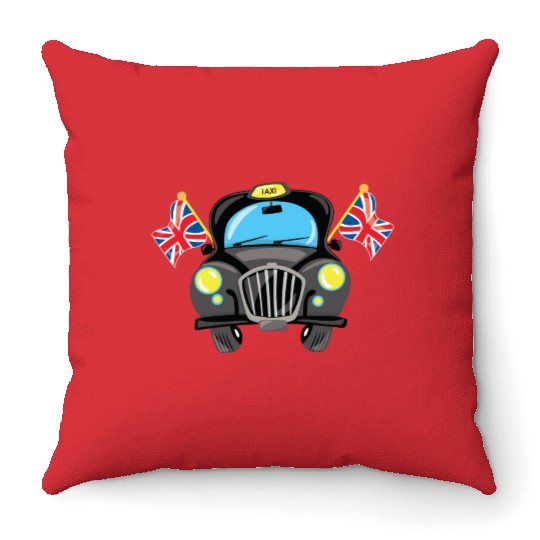Taxi Hackney the black cab in London Throw Pillows