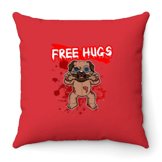 Free Hugs Halloween Sarcasm Scary Creepy Costume Throw Pillows