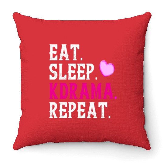 Eat Sleep Kdrama Repeat Cute Korean Drama Fan Throw Pillows