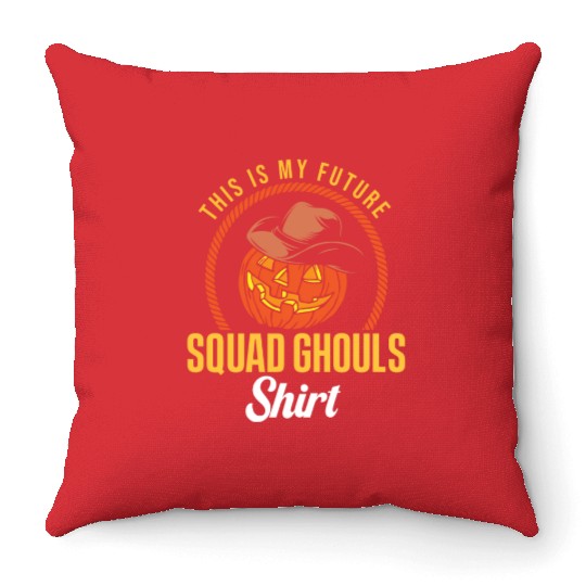 Cowboy Halloween Future Squad Ghouls Skeleton Throw Pillows