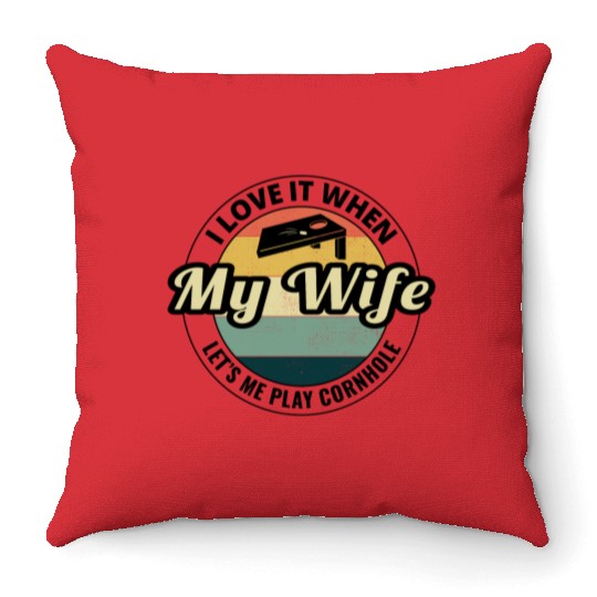 Cornhole Bean Bag Toss Lawn Game Husband Wife Throw Pillows