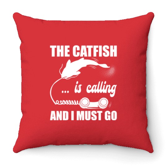 Catfish Phone Call - Blue Catfish Slayer Throw Pillows