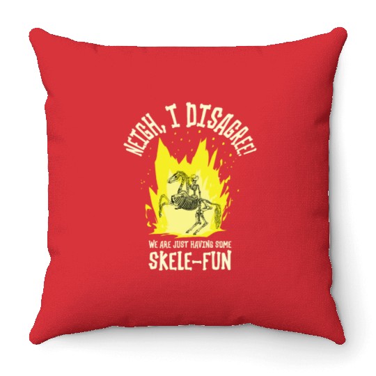 Halloween Cowboy Skeleton Fun Horse Riding Throw Pillows