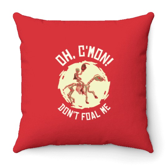 Halloween Cowboy Skeleton Foal Horse Riding Throw Pillows