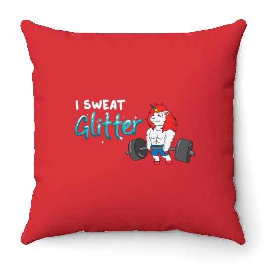 Unicorn Muscle Workout Fitness Training Sport Gym Throw Pillows