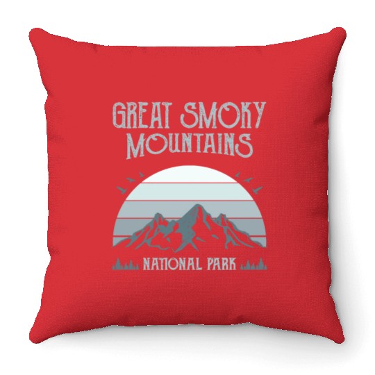 Great Smoky Mountains Vintage National Park Throw Pillows