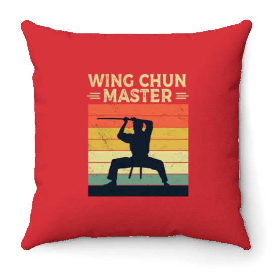 Wing Chun Master Martial Arts Fighter Coach Throw Pillows