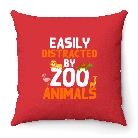 Zoo Animals Giraffe Lion Flamingo Zoo Throw Pillows
