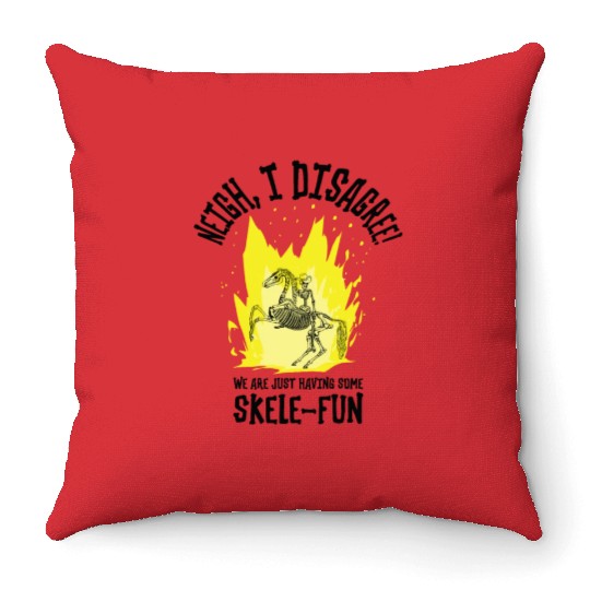 Halloween Cowboy Skeleton Fun Horse Riding Throw Pillows