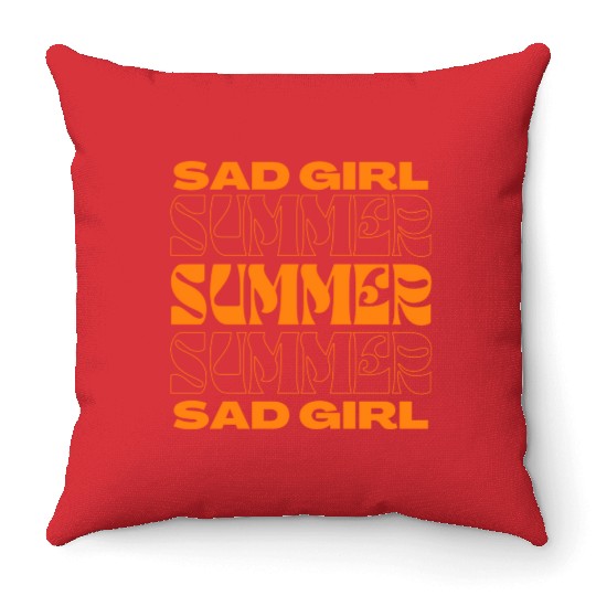 SAD GIRL SUMMER - ORANGE Throw Pillows