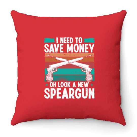 Spearfisher Need Money Freediving Apnoe Diver Throw Pillows