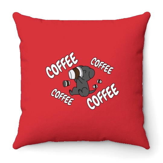 Great Dane Drinking Coffee Throw Pillows