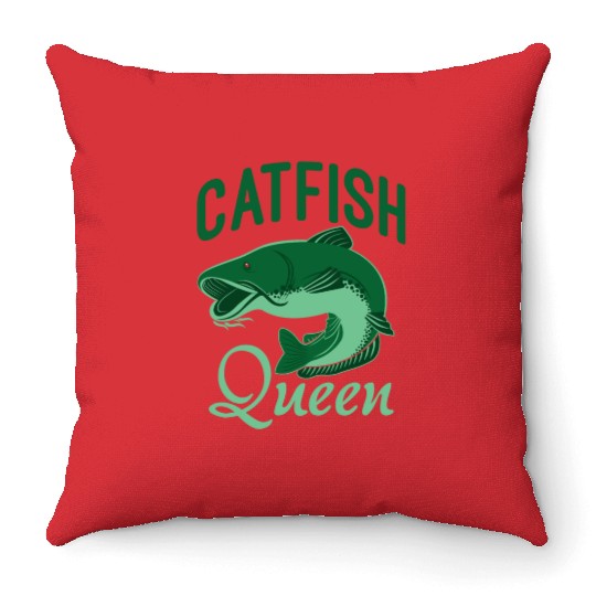 Wels Catfish Design For A Catfish Queen Throw Pillows
