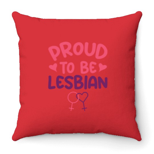 Proud To Be Lesbian LGBTQ Bisexual Pride Flag Throw Pillows