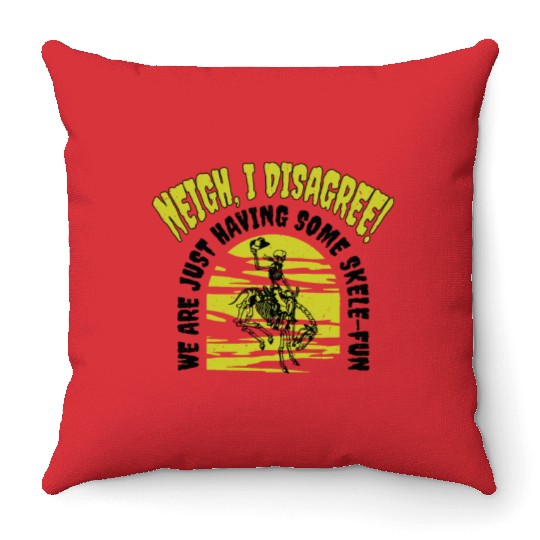 Halloween Cowboy Skeleton Fun Horse Riding Throw Pillows