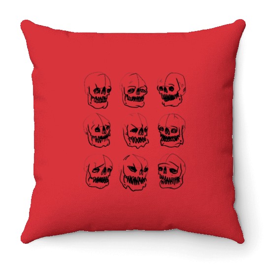 Skeleton head reactions and feelings Throw Pillows