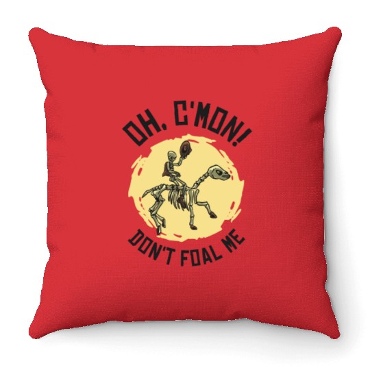 Halloween Cowboy Skeleton Foal Horse Riding Throw Pillows