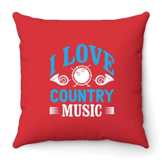 I love Country Music Throw Pillows