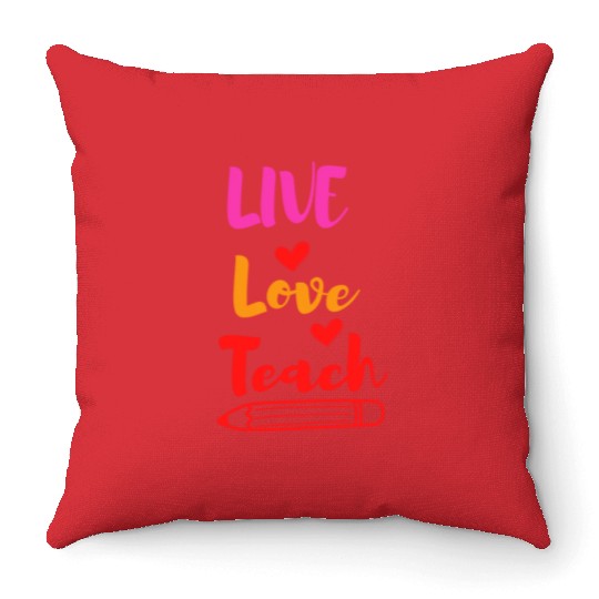 Best Teacher teaching live school love children Throw Pillows