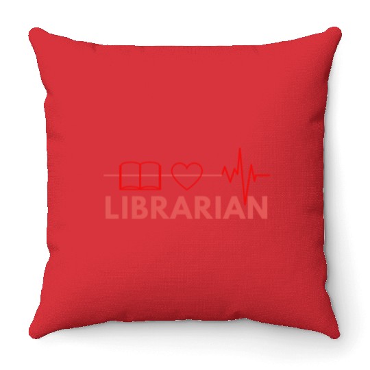 Funny Librarian Heart Beat Art Premium Throw Pillows