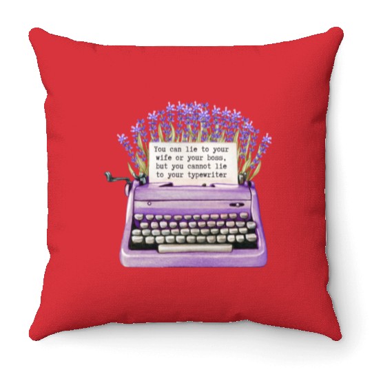 Cute Purple Flower Printed Typewriter Throw Pillows