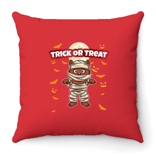 Trick Or Treat Scary Creepy Halloween Monster Throw Pillows