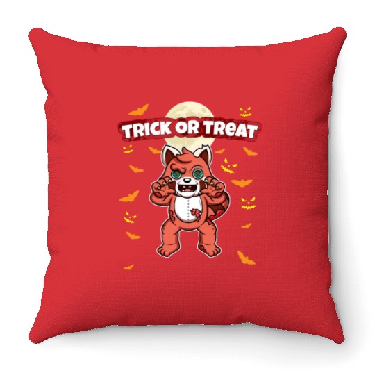 Trick Or Treat Scary Creepy Halloween Monster Throw Pillows