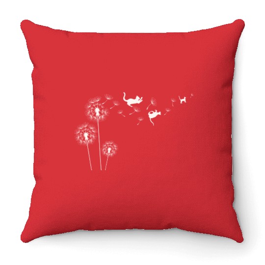 Dandelion Cats Flower Cute Cat Lover Throw Pillows