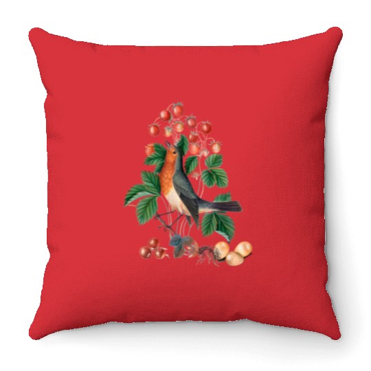 European robin Throw Pillows