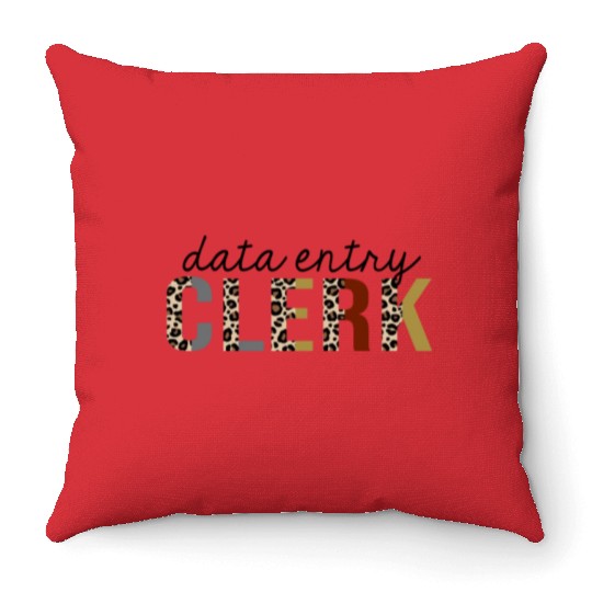 Data Entry Clerk Leopard Print Funny Throw Pillows