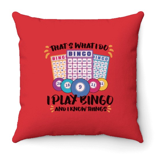 Bingo Card Game Grandma Bingo Player Bingo Cards Throw Pillows