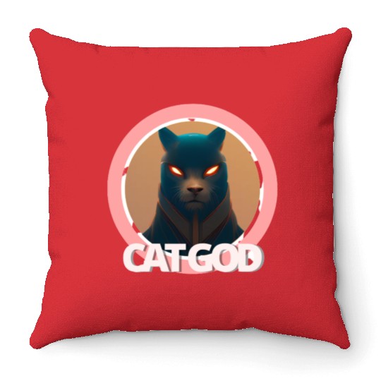 Samurai Cat God Throw Pillows