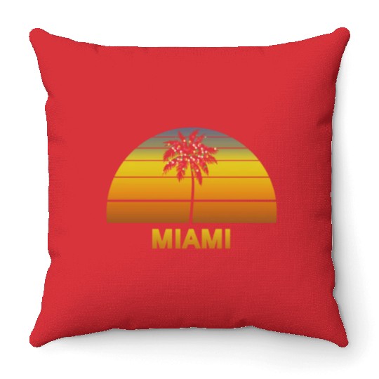 Miami Florida Palm Tree Christmas Lights Family Throw Pillows