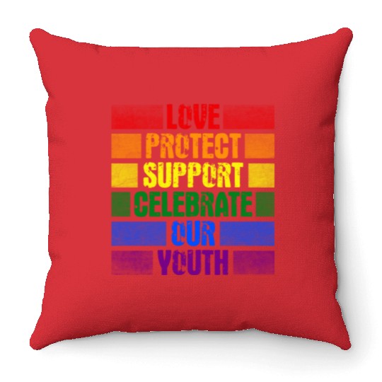 Love Protect Support Celebrate Our Youth Throw Pillows