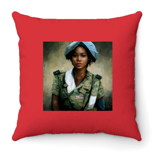 Beautiful US army combat medic painting Throw Pillows