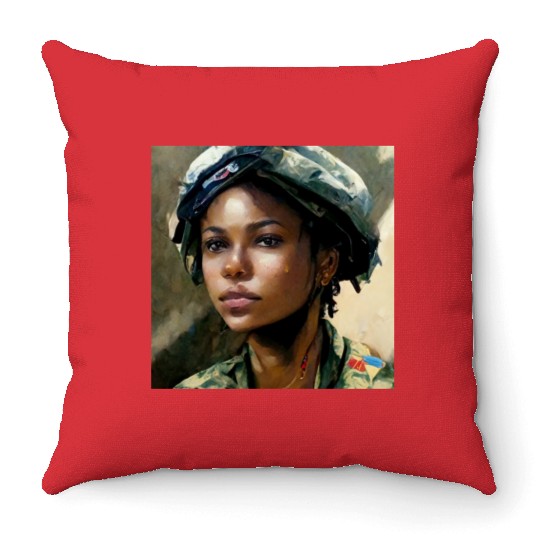 Beautiful US army combat medic painting Throw Pillows