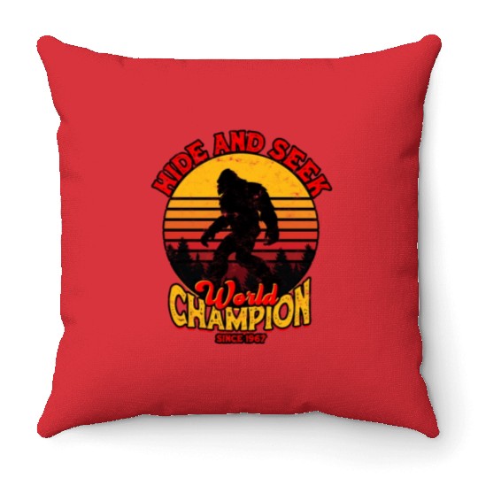 Hide and Seek World Champion Since 1967 - cryptid Throw Pillows