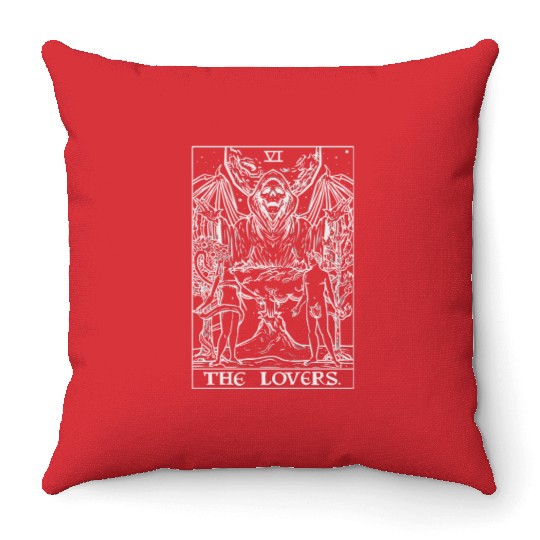 The Lovers Tarot Card Halloween Grim Reaper Gothic Throw Pillows