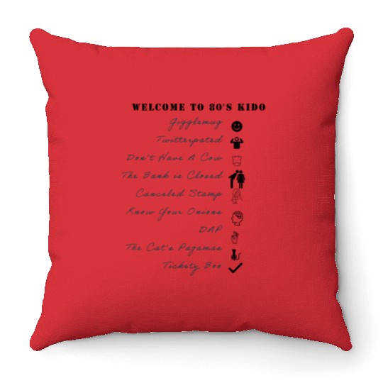 80's Old School Slangs Throw Pillows
