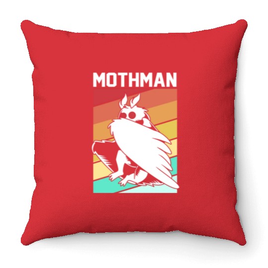 Retro Mothman Cryptid 80s Vintage Mothman Throw Pillows