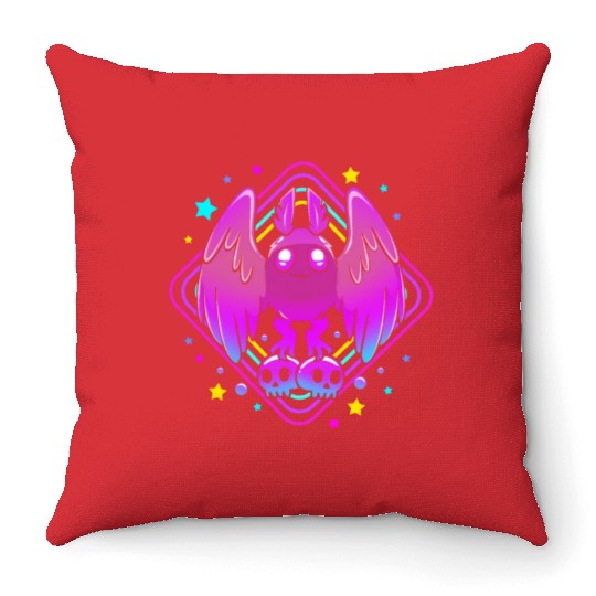 Pastel Goth Skull Aesthetic Gothic Cute Mothman Throw Pillows