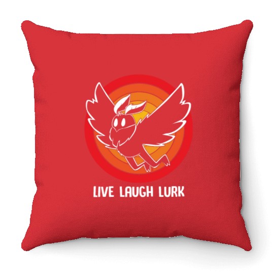 Funny Cryptid Live Laugh Lurk Mothman Throw Pillows