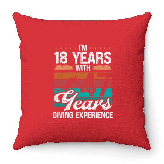 65 Birthday Idea Scuba Diving 65 Year Old Diver Throw Pillows