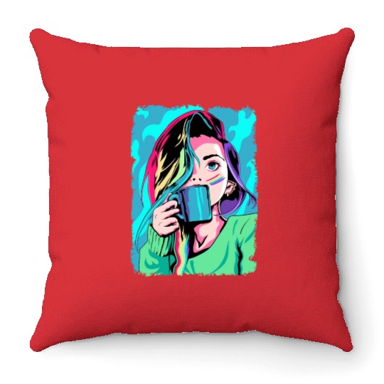 LGBT Gay Pride Kawaii Neko Anime Girl LGBTQ Throw Pillows