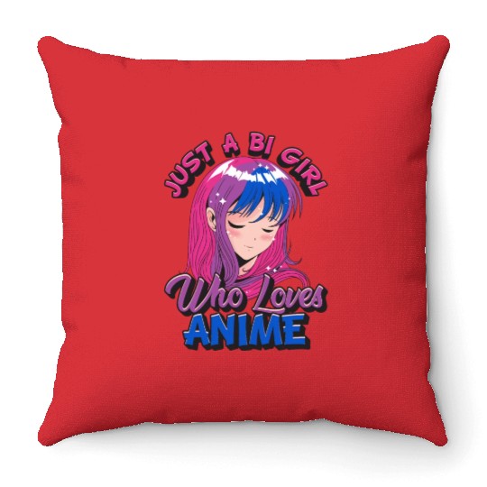Bisexual Pride Just A BI Girl Who Loves Anime Throw Pillows