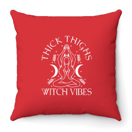 Thick Thighs Witch Vibes Throw Pillows