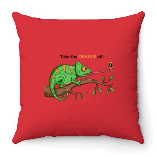 Bitcoin Chameleon BTC logo Crypto lover Hodl Throw Pillows