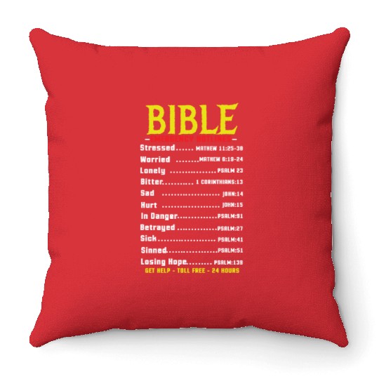 Bible Emergency Hotline Number Jesus Christian Throw Pillows