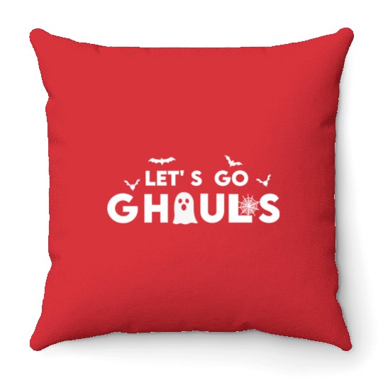 Groovy Boho Let's Go Ghouls Halloween Ghost, Bats Throw Pillows